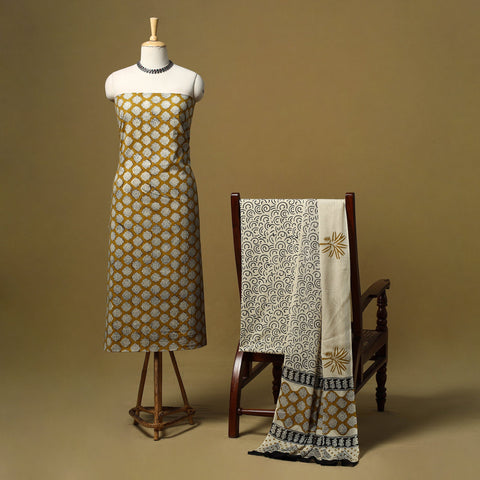 Hand bagru cotton 3pc unstitched dress material 24