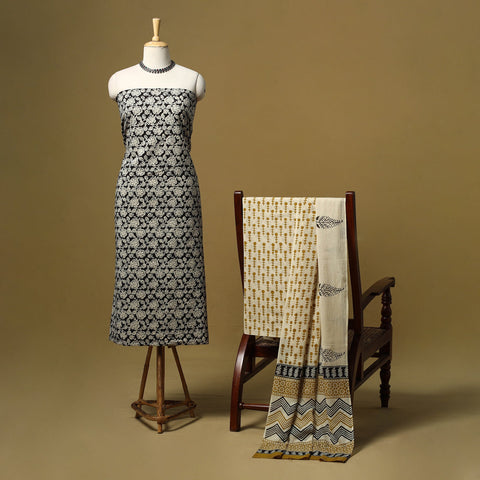 Hand bagru cotton 3pc unstitched dress material 27