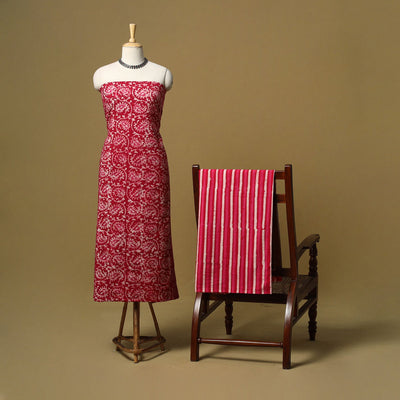 Hand batik cotton 2pc unstitched dress material 04