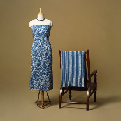 Hand batik cotton 2pc unstitched dress material 07