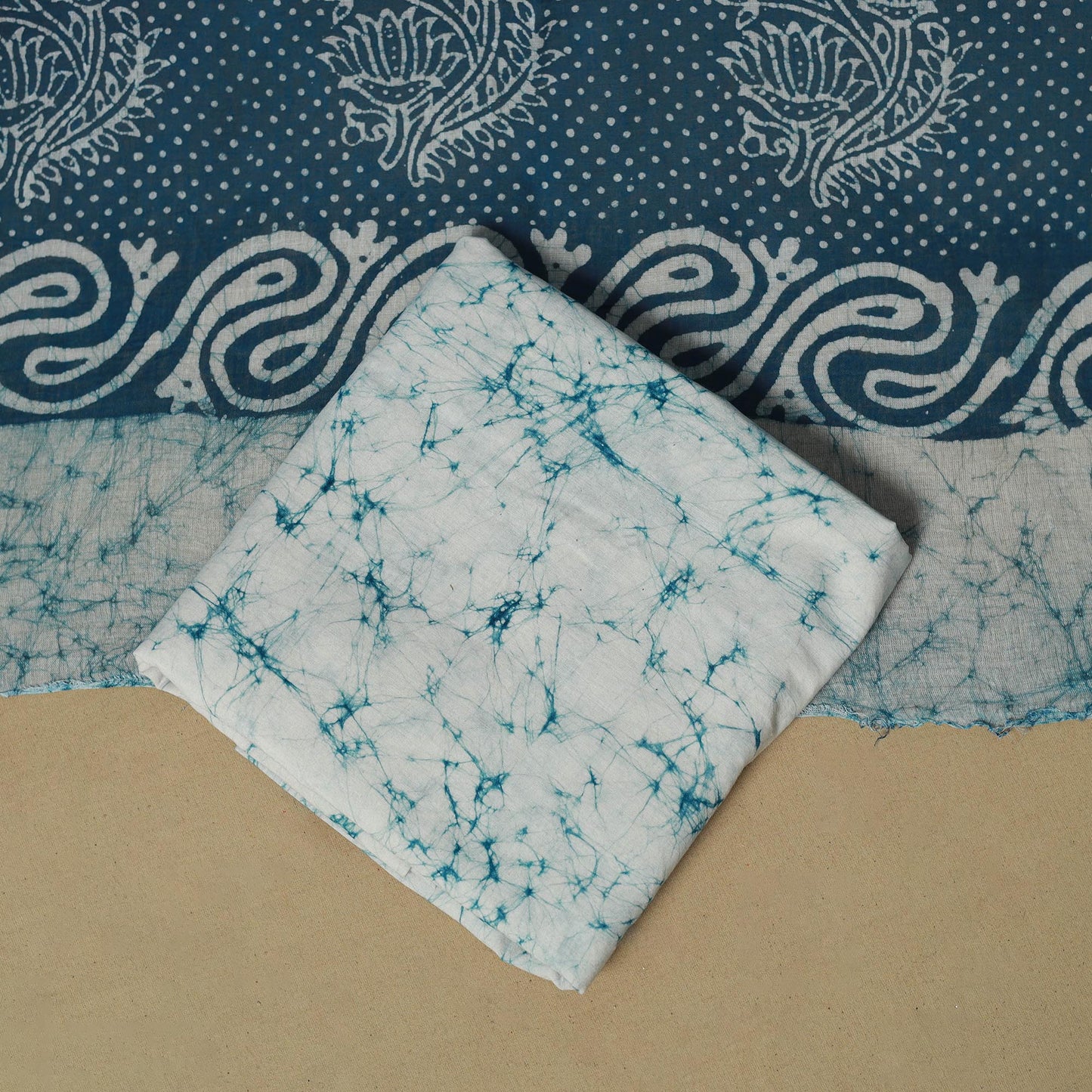 Hand batik cotton 3pc unstitched dress material 01