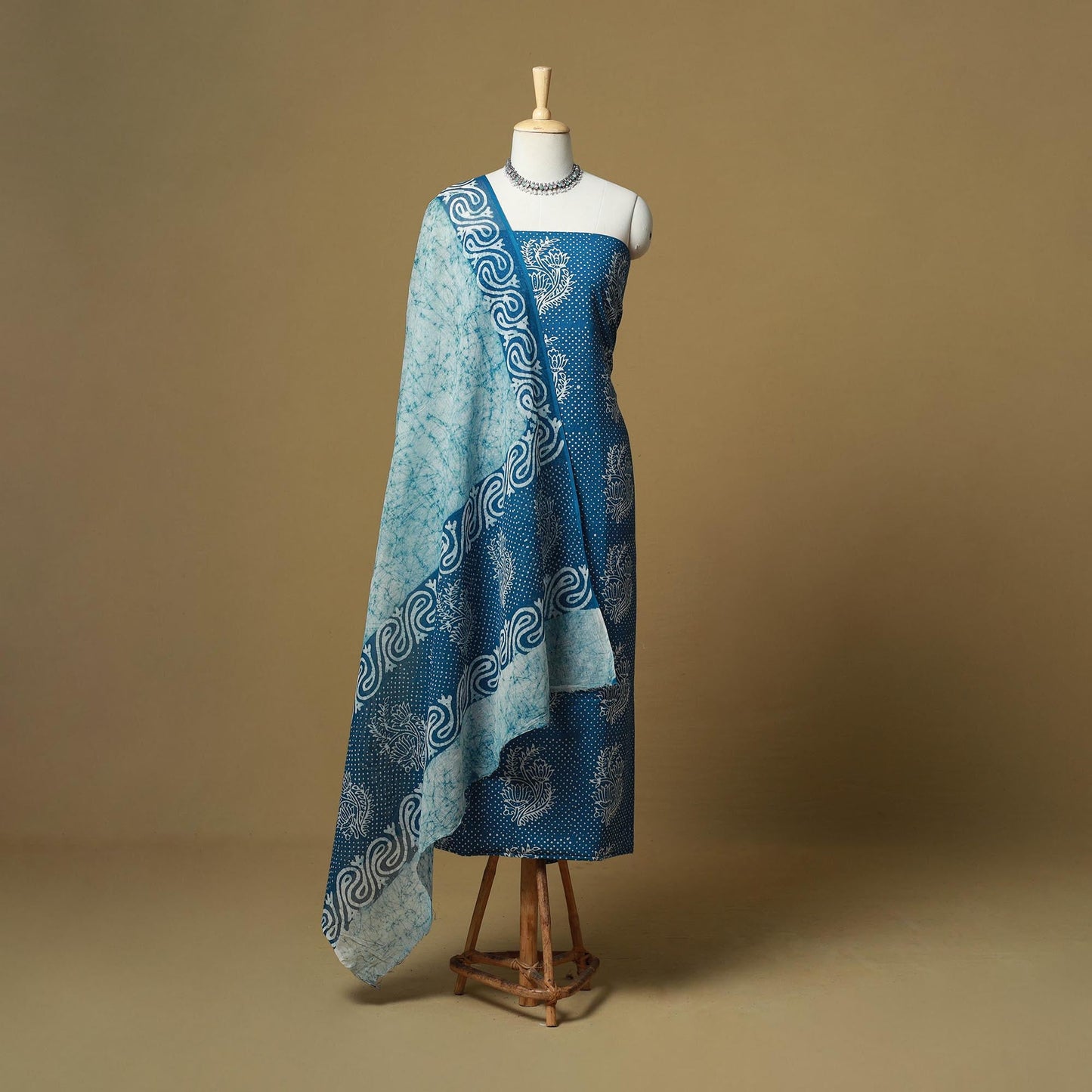 Hand batik cotton 3pc unstitched dress material 01