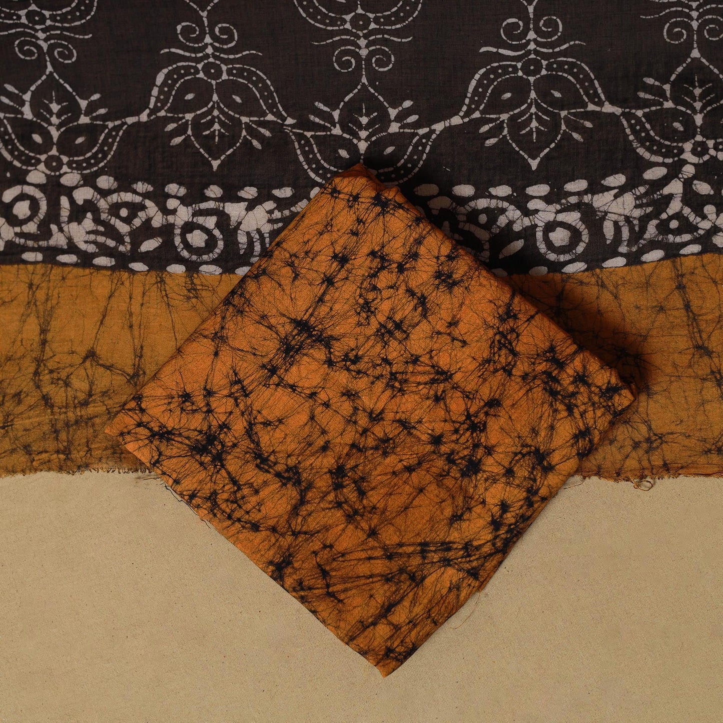 Hand batik cotton 3pc unstitched dress material 02