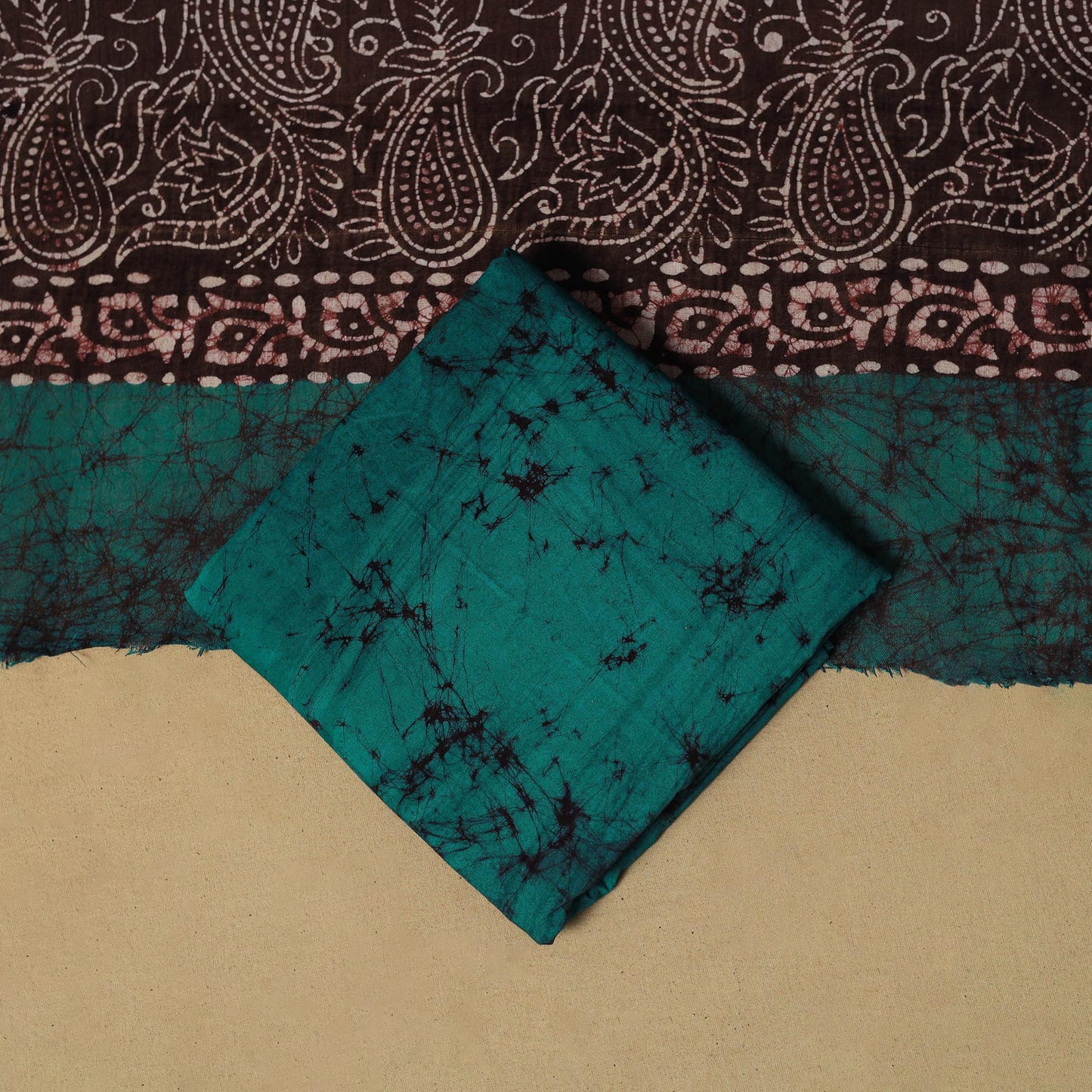 Hand batik cotton 3pc unstitched dress material 04