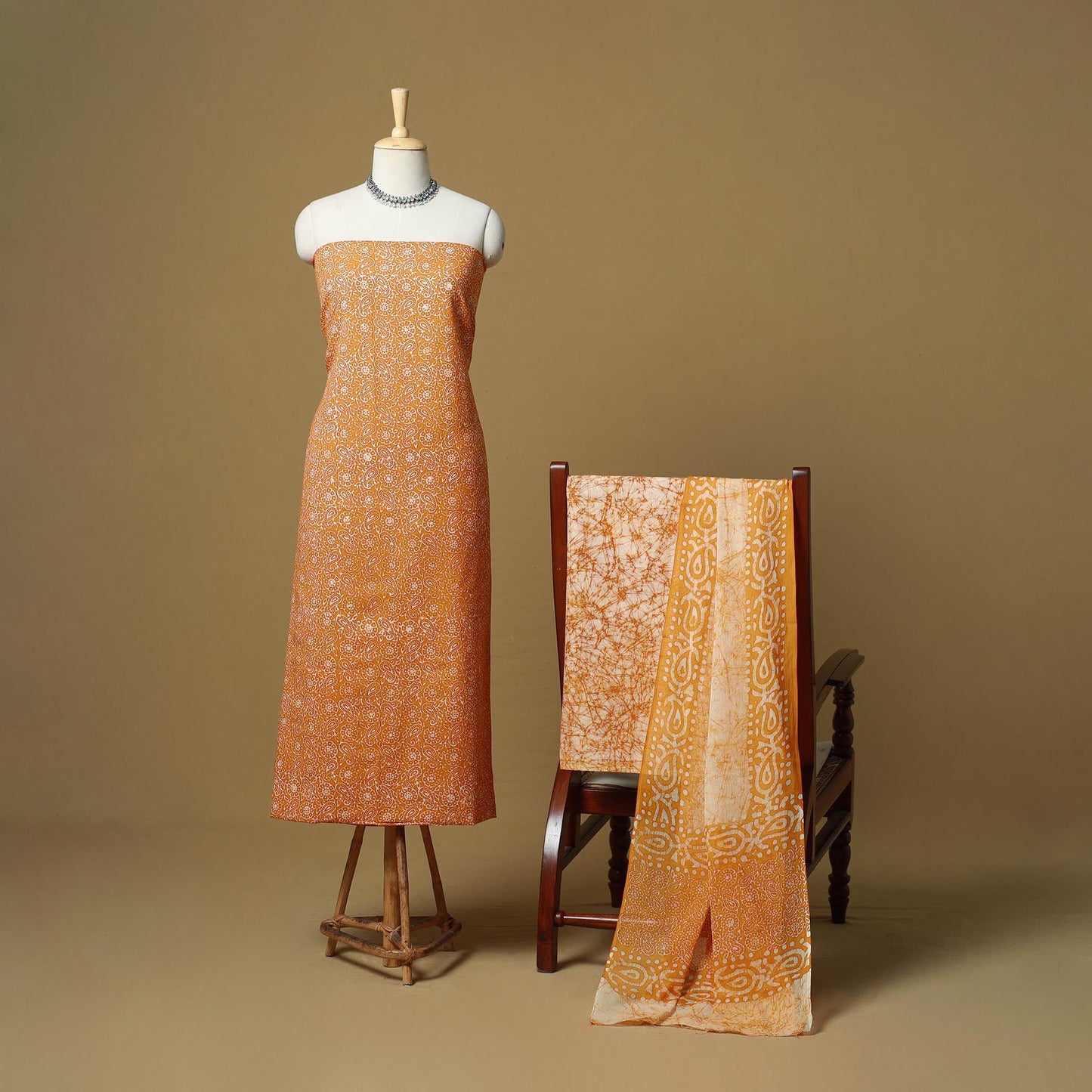 Hand batik cotton 3pc unstitched dress material 05