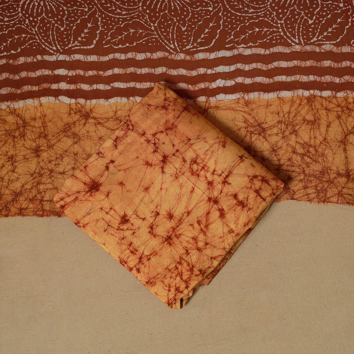 Hand batik cotton 3pc unstitched dress material 06