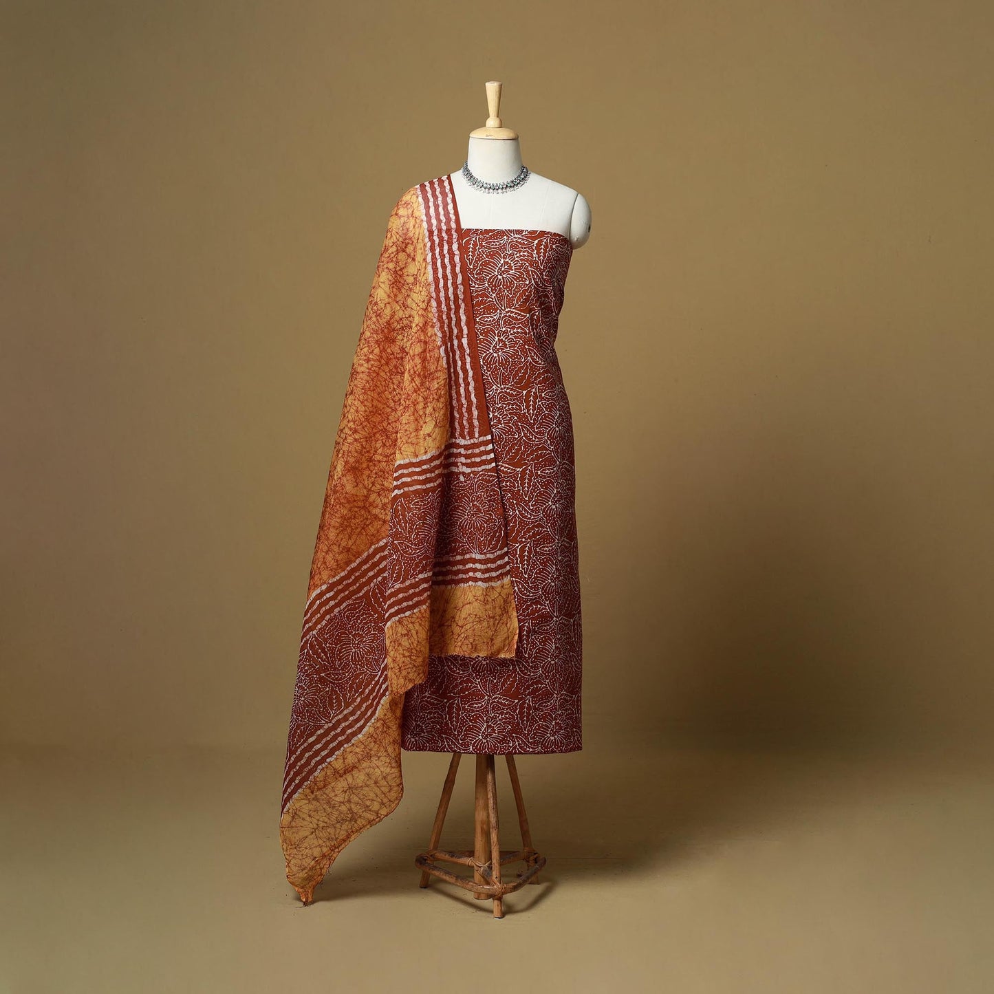 Hand batik cotton 3pc unstitched dress material 06