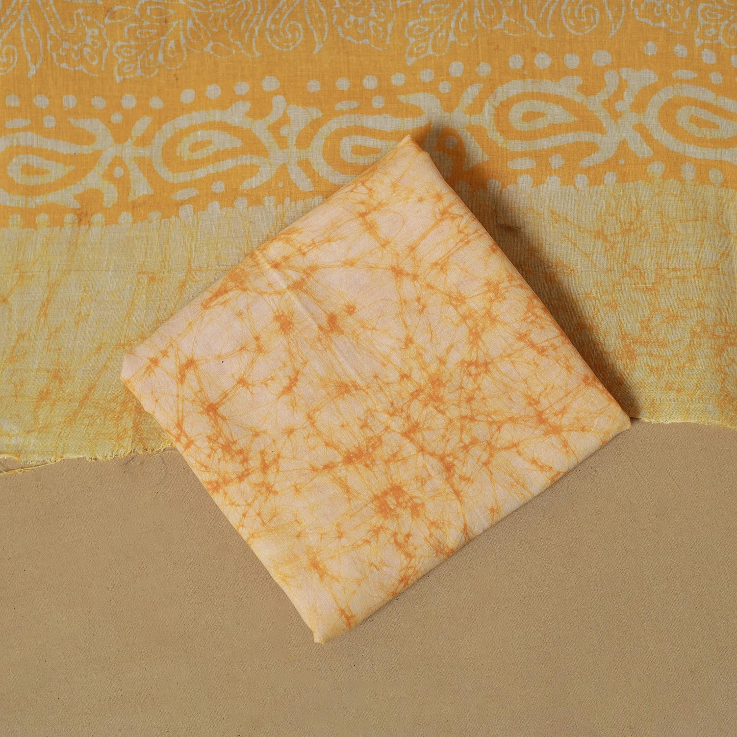 Hand batik cotton 3pc unstitched dress material 07