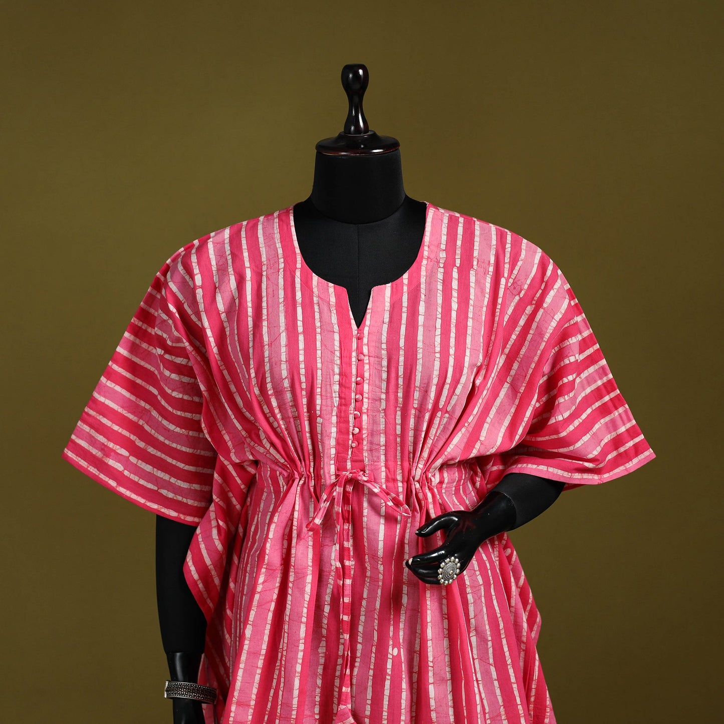 Hand batik cotton medium kaftan 33 - handcrafted