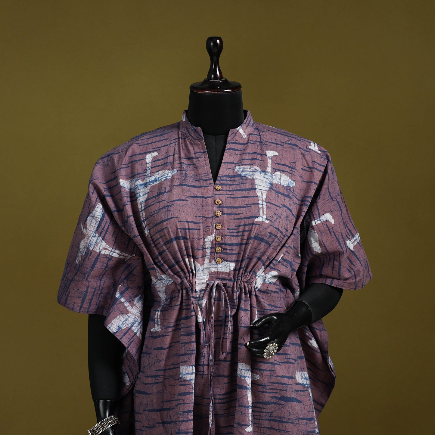 Hand batik cotton medium kaftan 36 - handcrafted