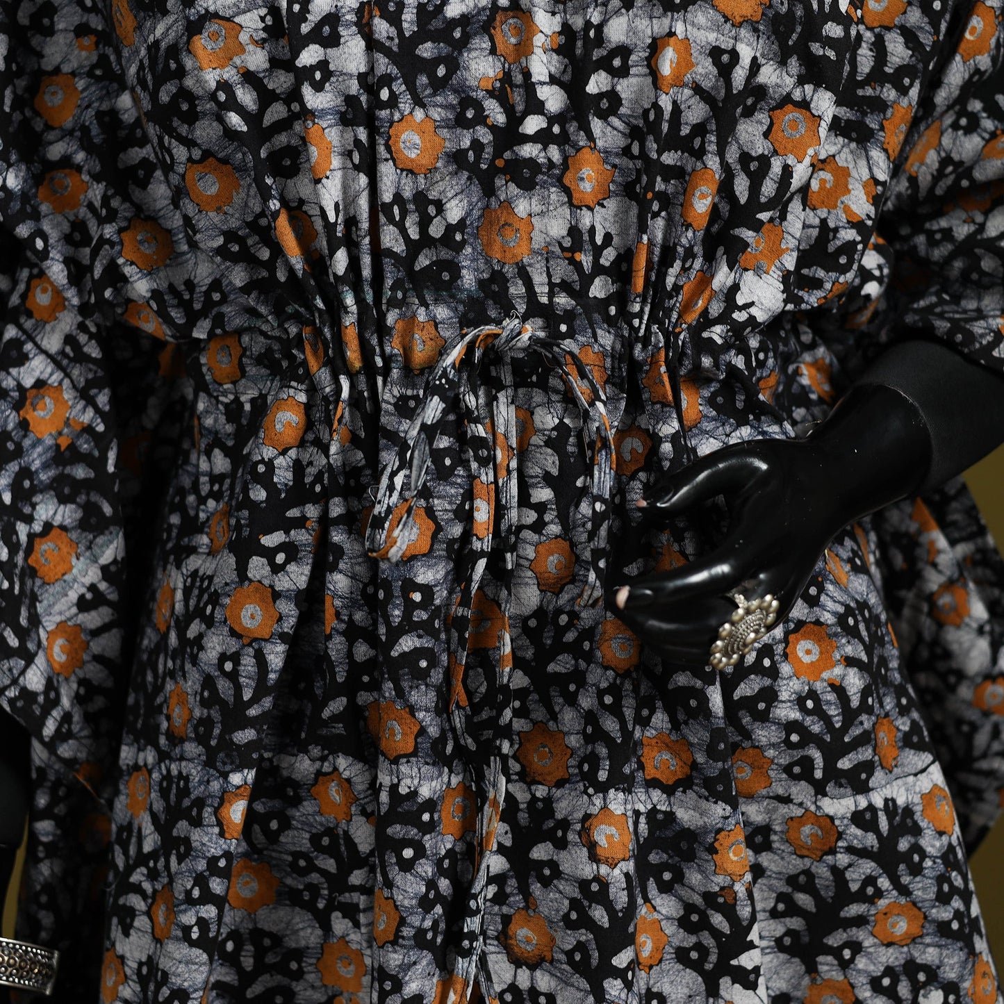 Hand batik cotton medium kaftan 41 - handcrafted