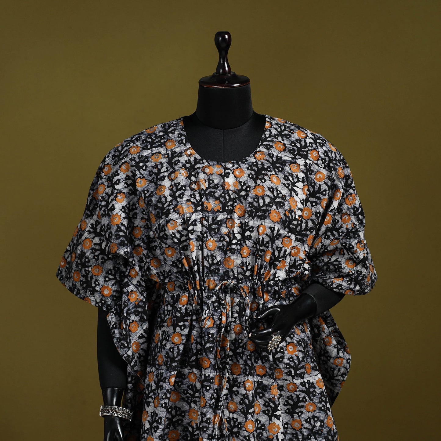 Hand batik cotton medium kaftan 41 - handcrafted