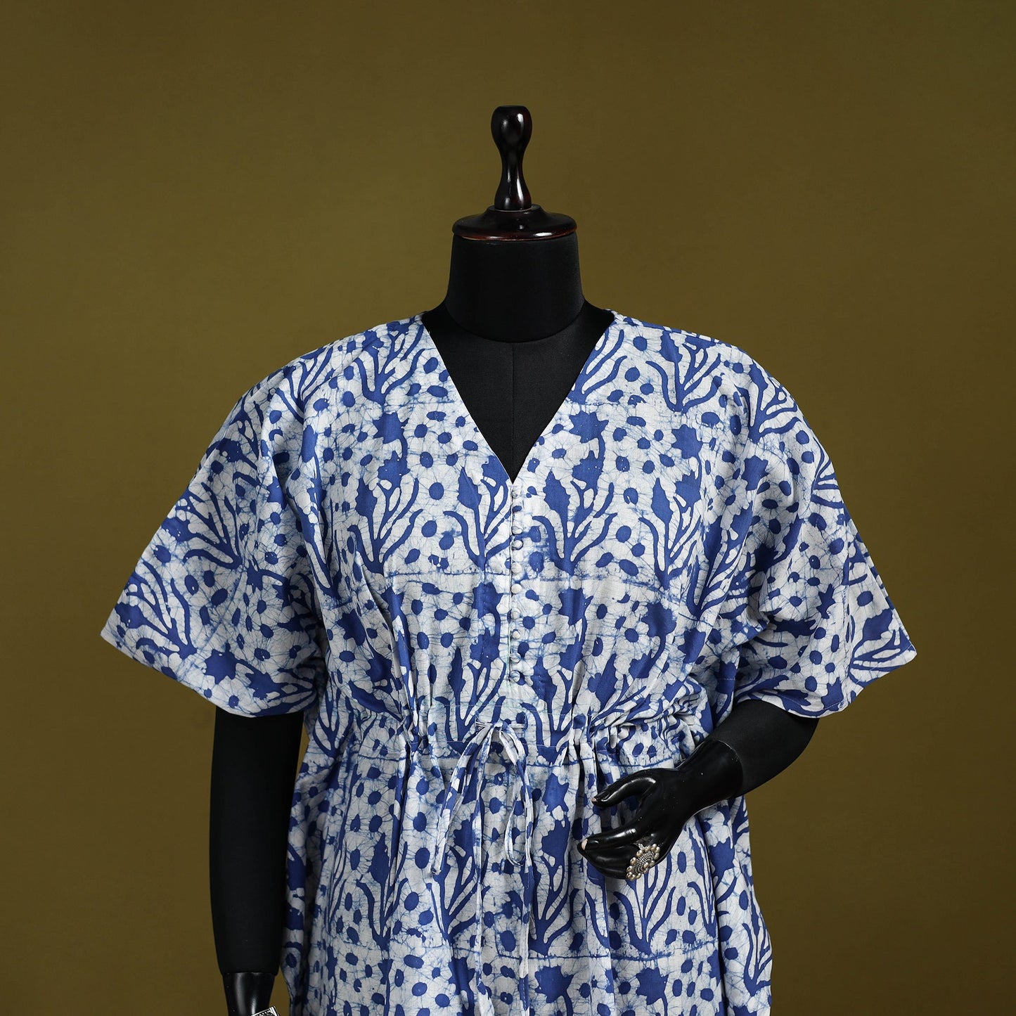 Hand batik cotton medium kaftan 44 - handcrafted