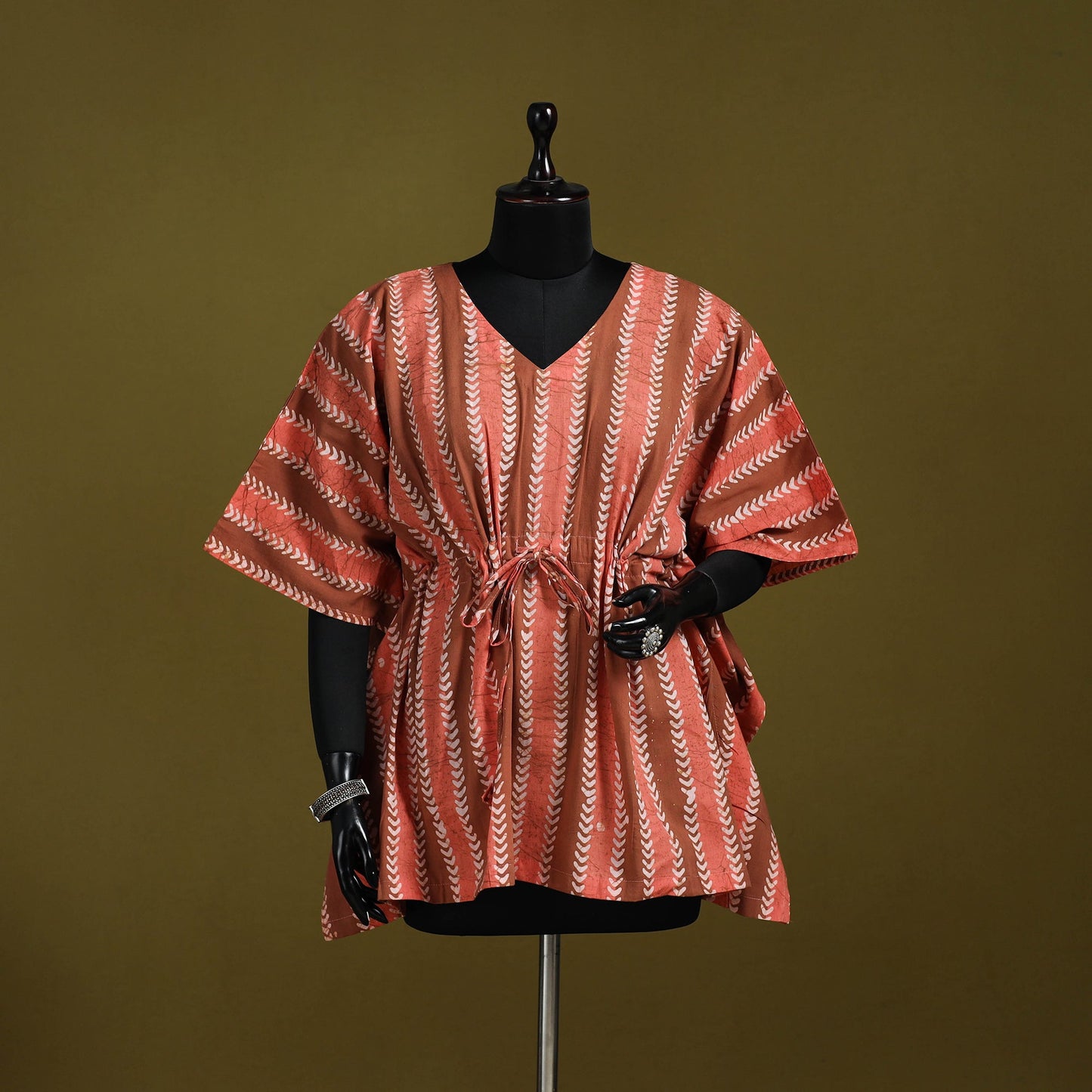 Hand batik cotton short kaftan 03 - handcrafted