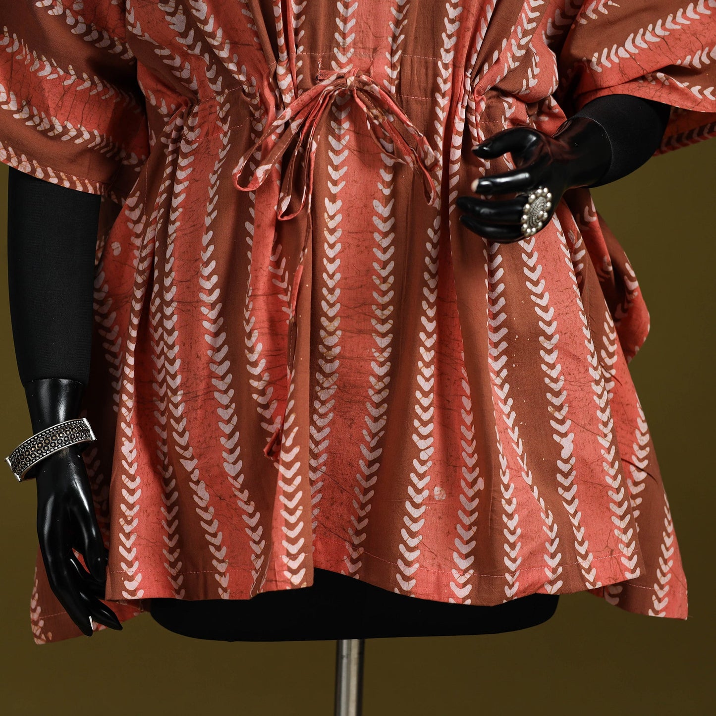 Hand batik cotton short kaftan 03 - handcrafted