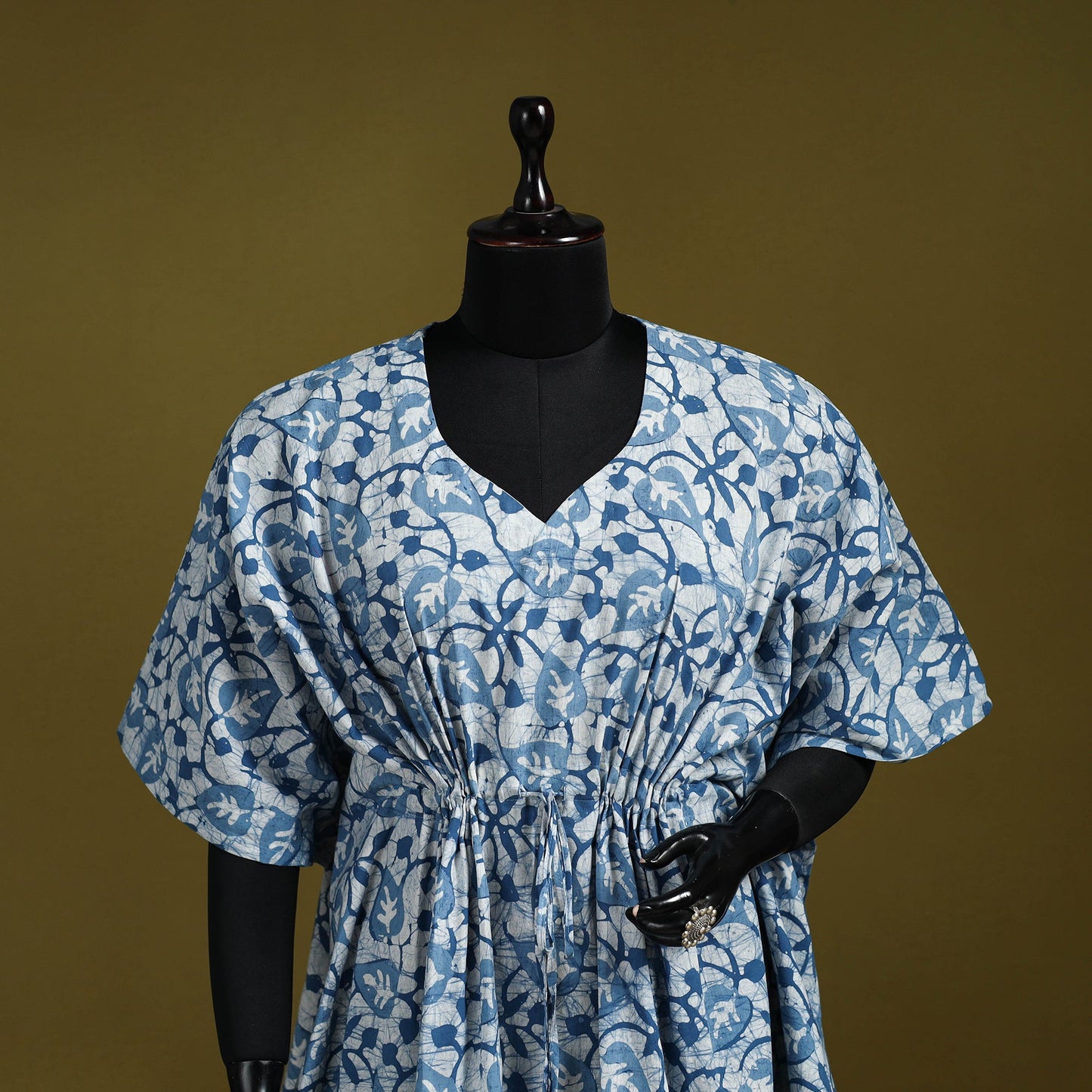 Hand batik cotton short kaftan 07 - handcrafted