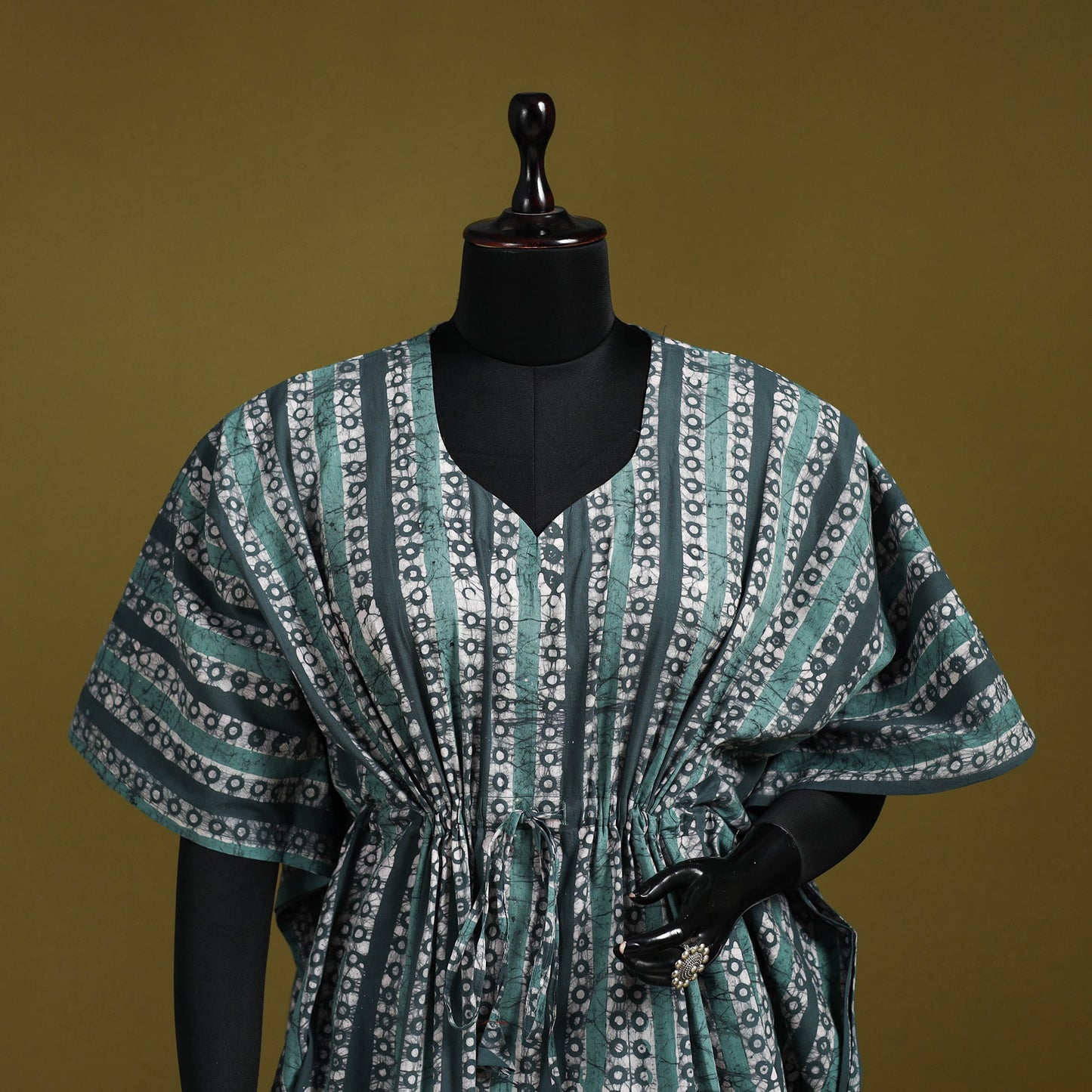 Hand batik cotton short kaftan 08 - handcrafted