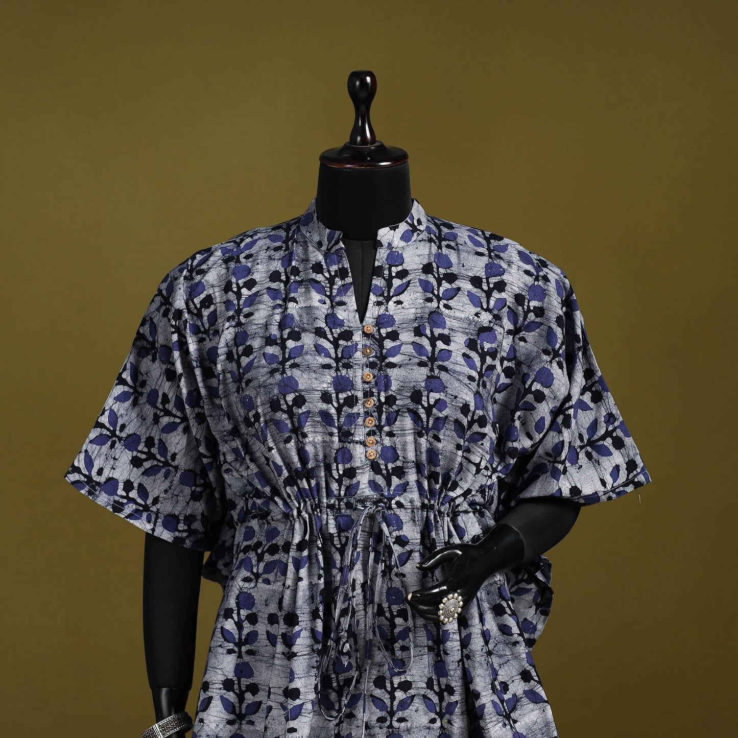 Hand batik cotton short kaftan 09 - handcrafted