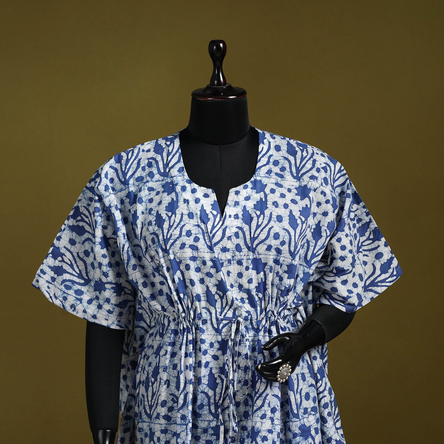 Hand batik cotton short kaftan 10 - handcrafted