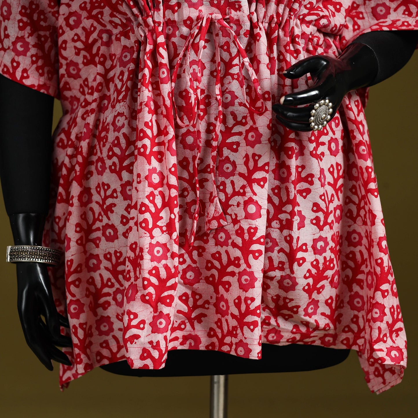 Hand batik cotton short kaftan 11 - handcrafted