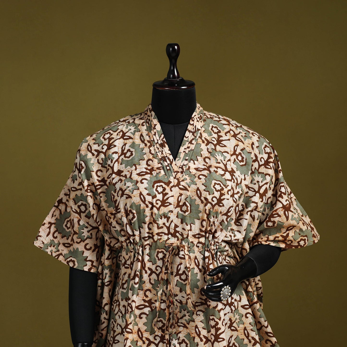 Hand batik cotton short kaftan 14 - handcrafted