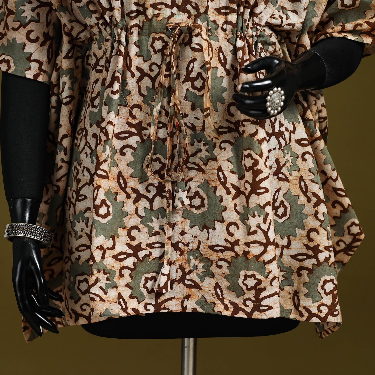 Hand batik cotton short kaftan 14 - handcrafted