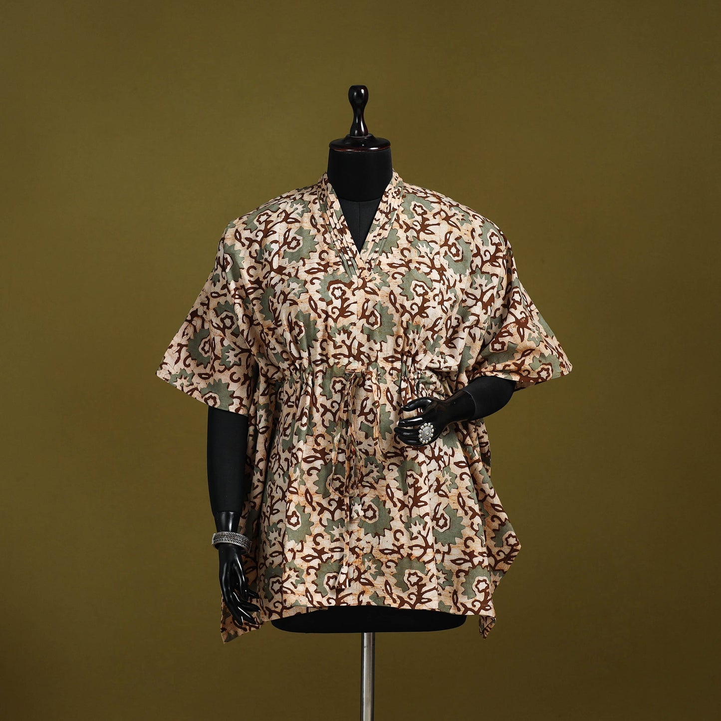 Hand batik cotton short kaftan 14 - handcrafted