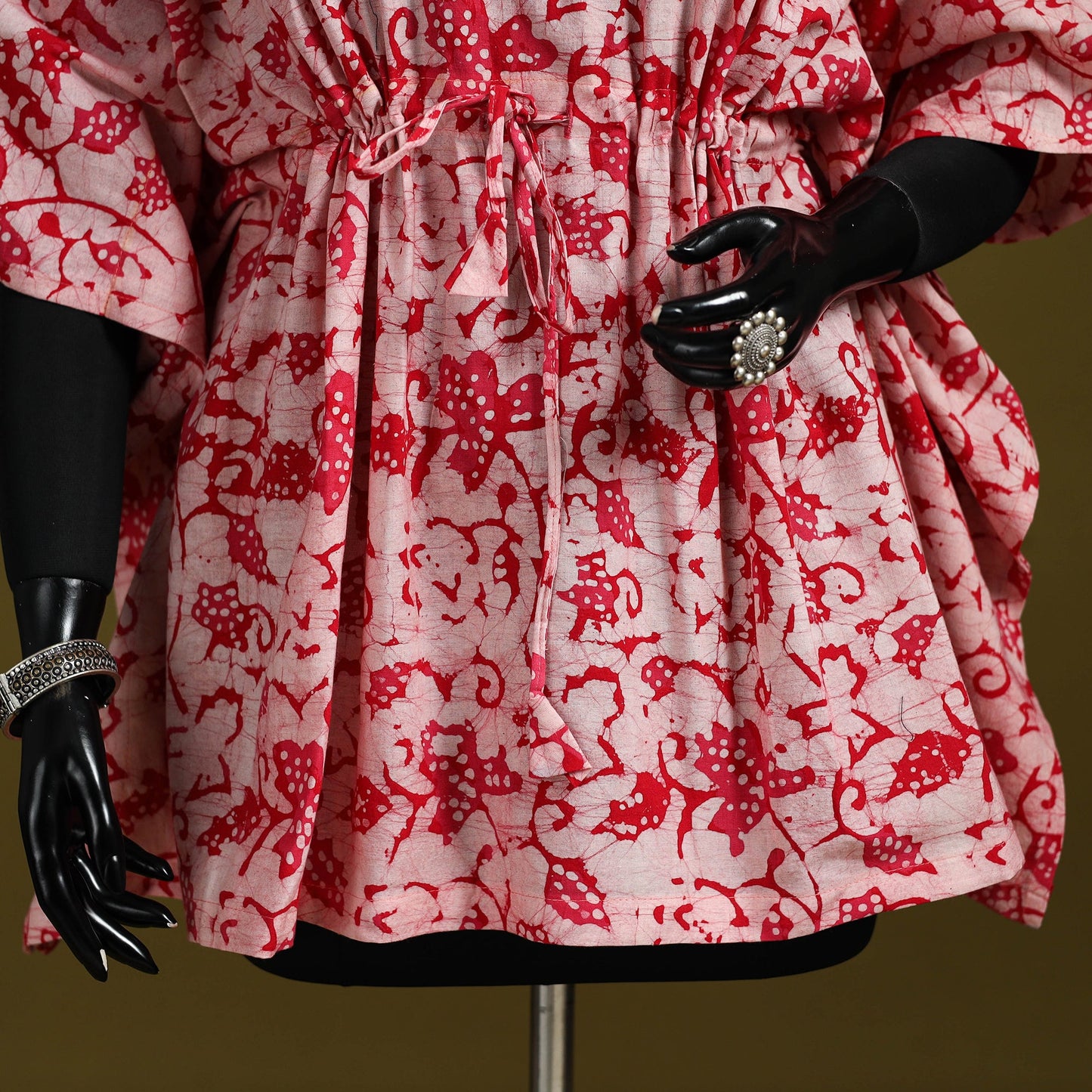 Hand batik cotton short kaftan 17 - handcrafted