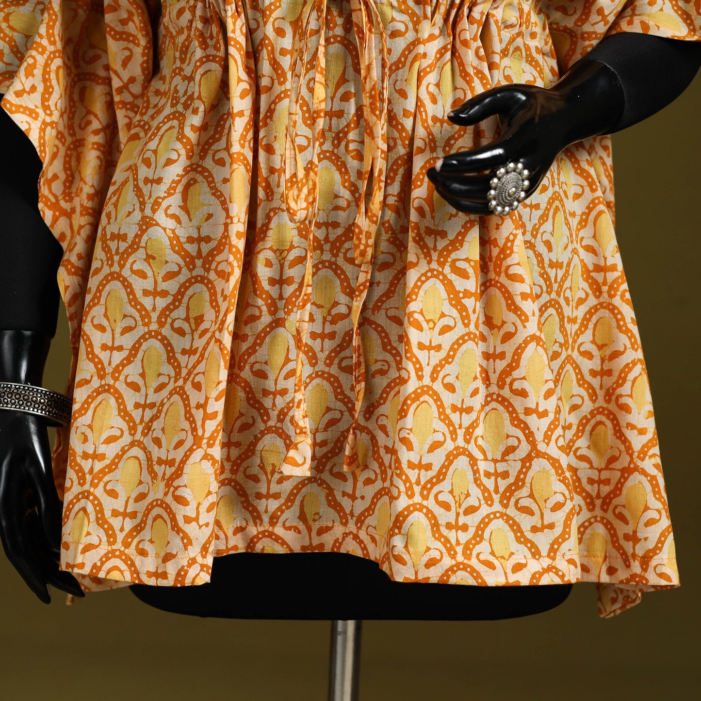 Hand batik cotton short kaftan 22 - handcrafted