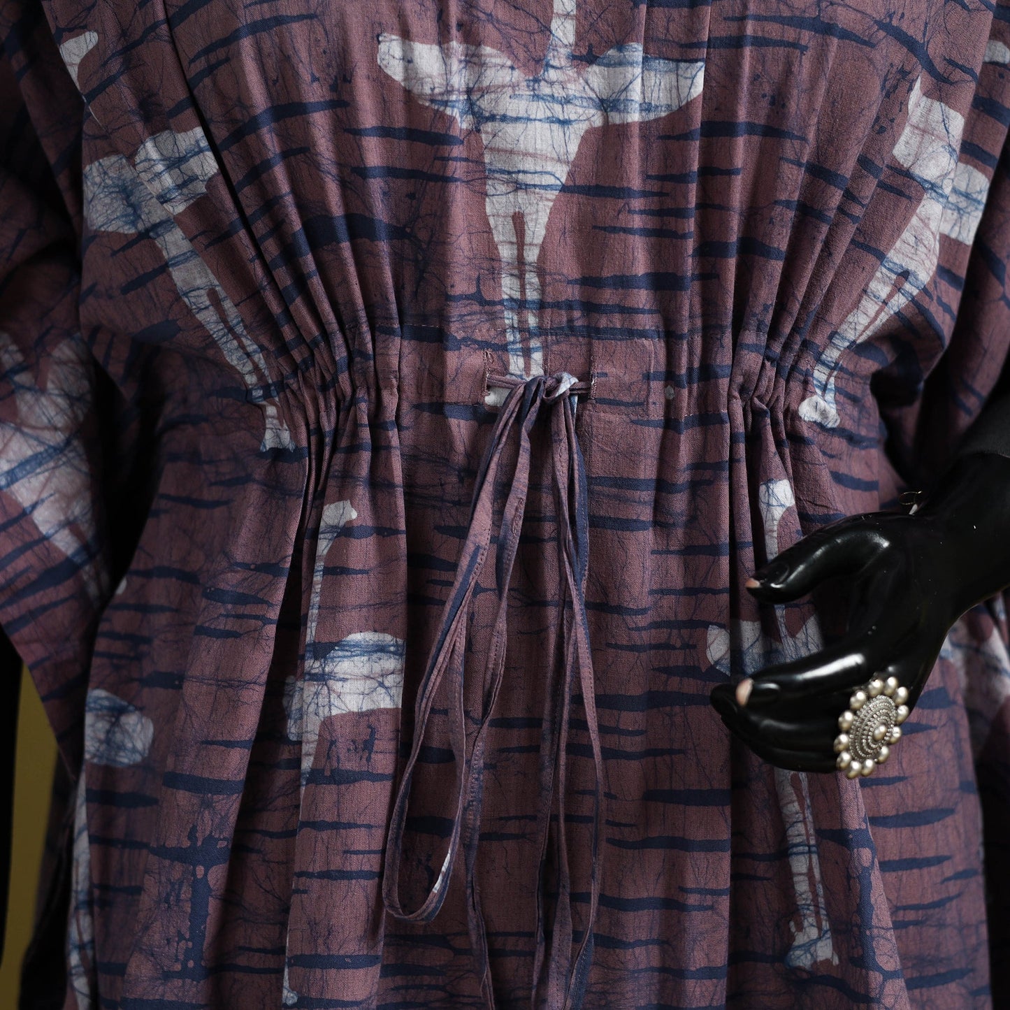 Hand batik cotton short kaftan 26 - handcrafted