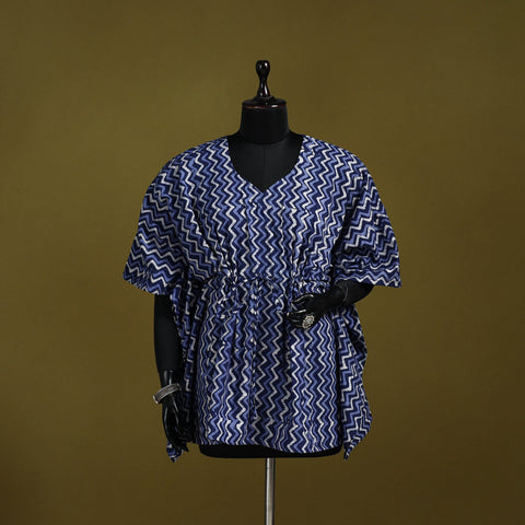 Hand batik cotton short kaftan 27 - handcrafted