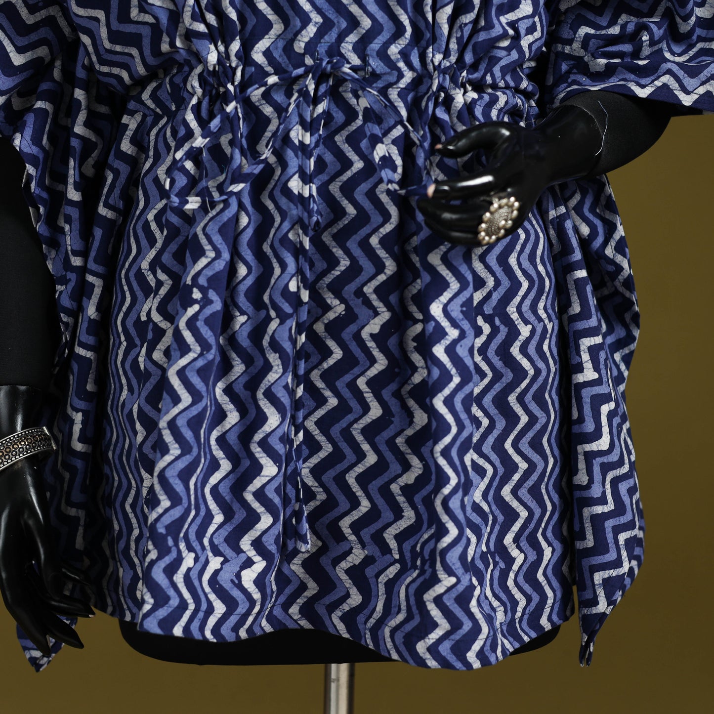 Hand batik cotton short kaftan 27 - handcrafted