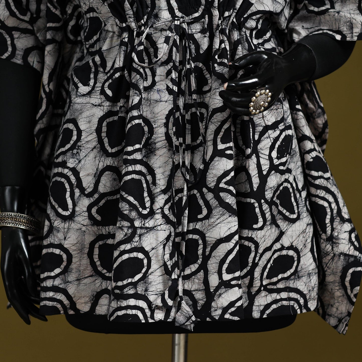 Hand batik cotton short kaftan 28 - handcrafted