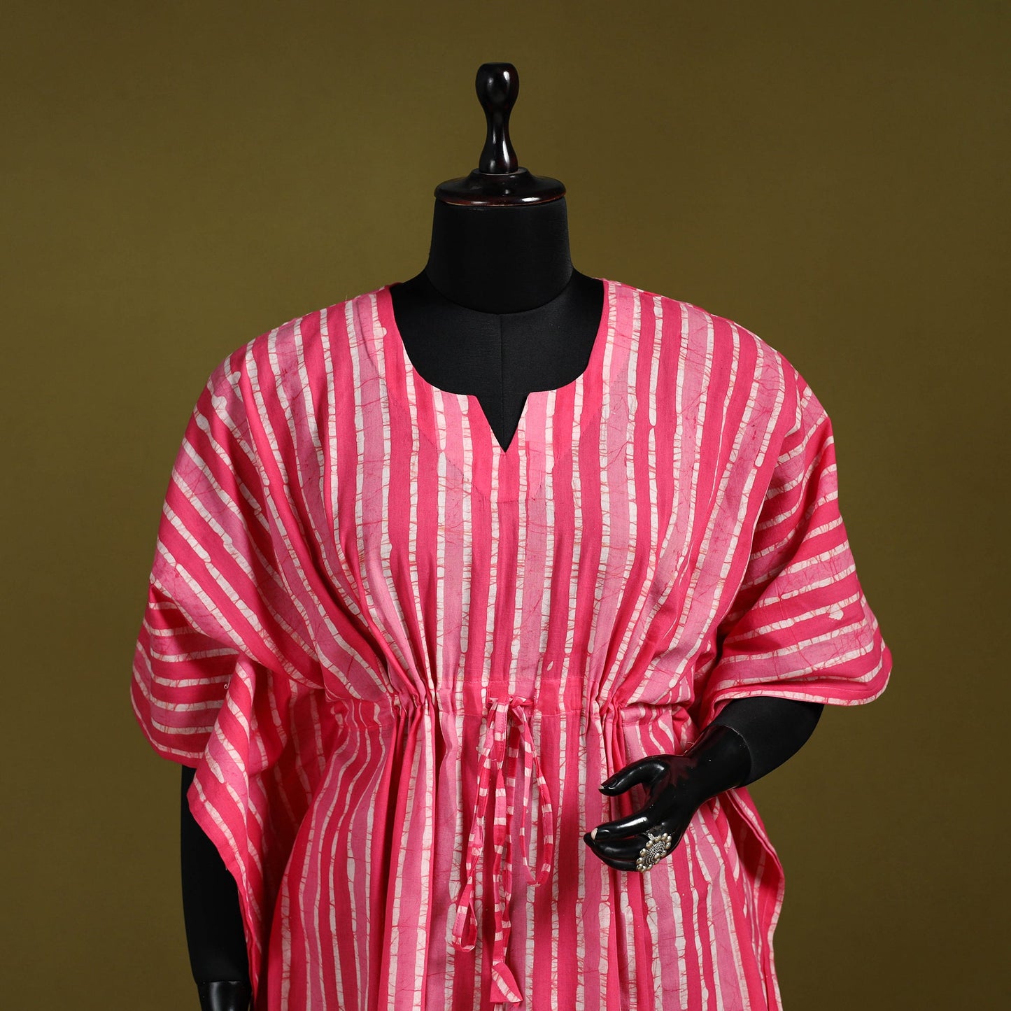 Hand batik cotton short kaftan 29 - handcrafted