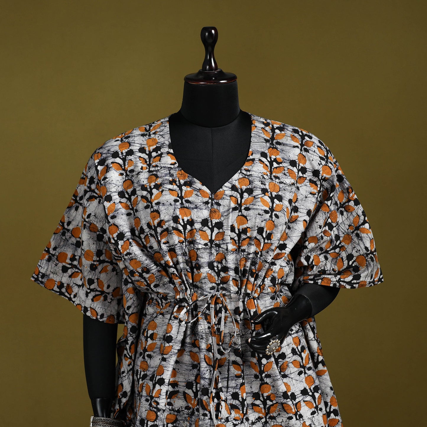 Hand batik cotton short kaftan 30 - handcrafted