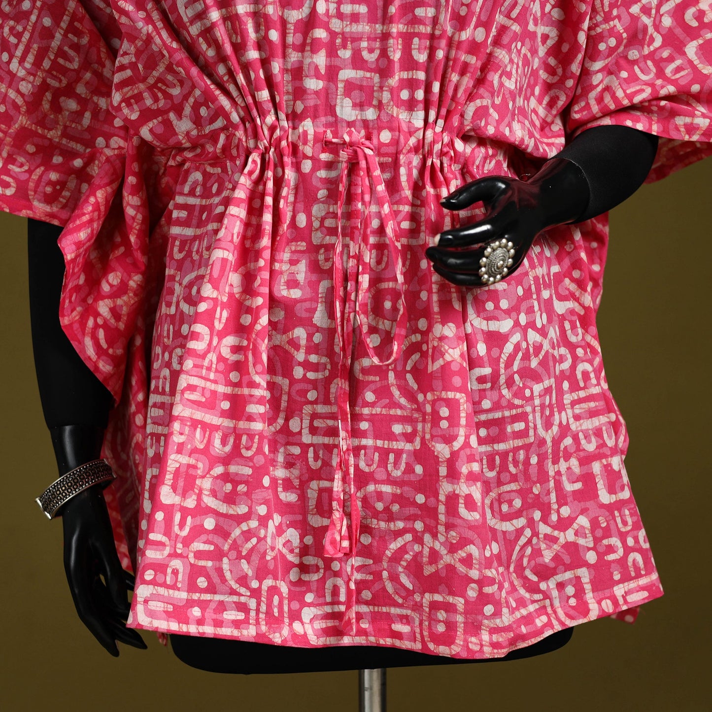 Hand batik cotton short kaftan 31 - handcrafted