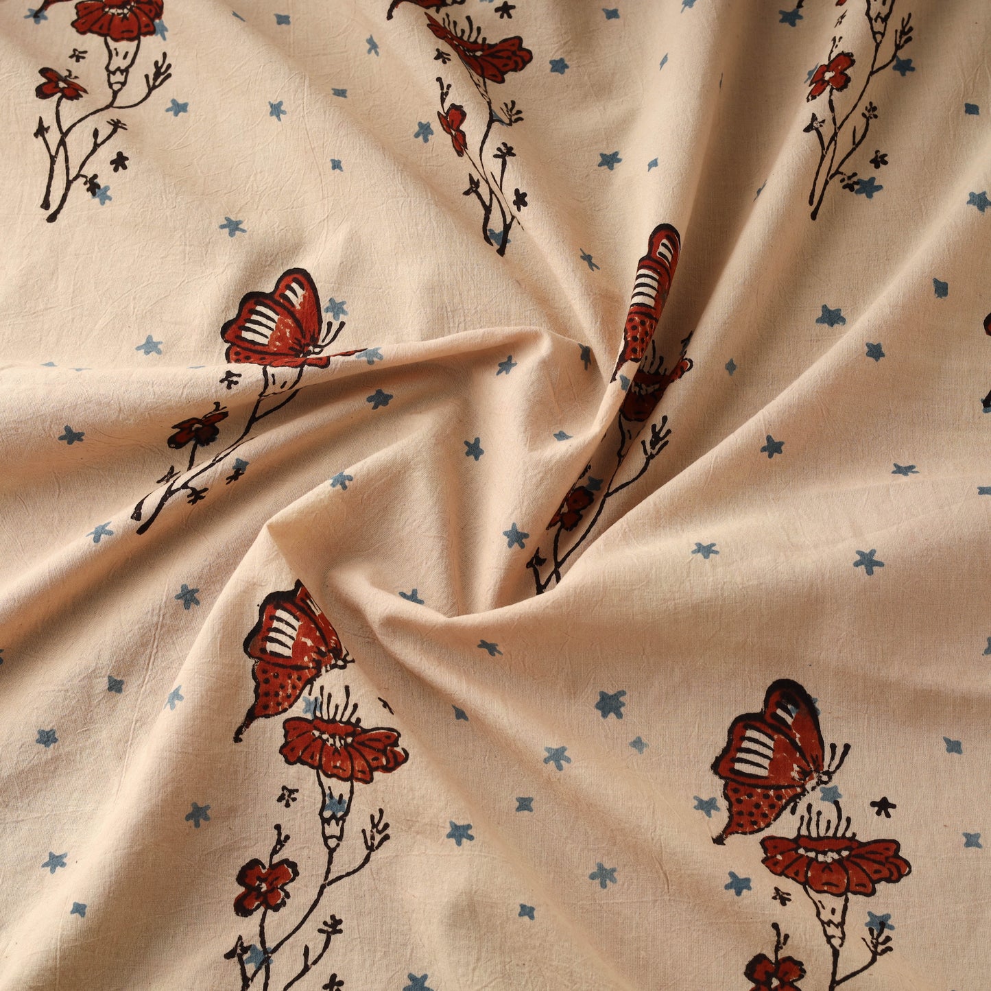 Hand block ajrakh print natural dyed cotton fabric 06
