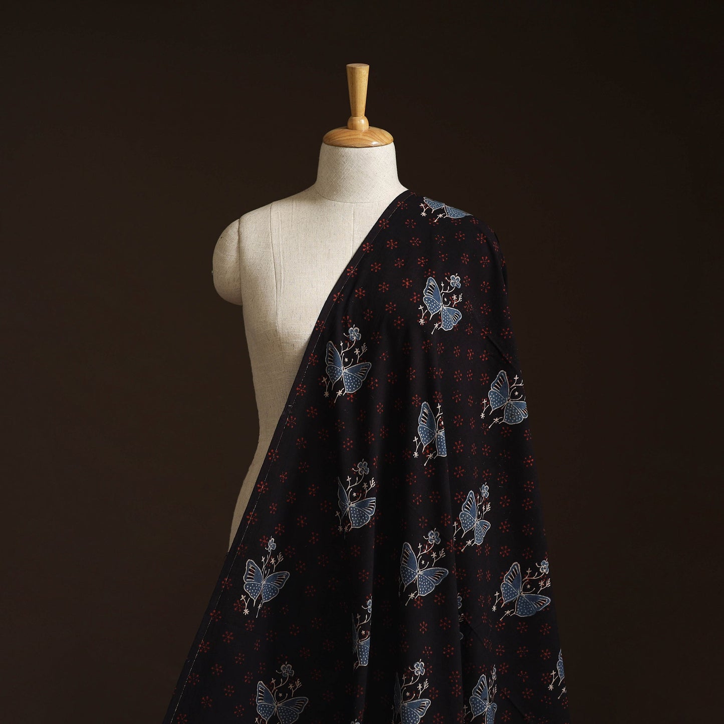 Hand block ajrakh print natural dyed cotton fabric 10