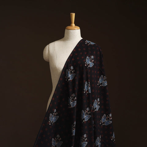 Hand block ajrakh print natural dyed cotton fabric 10