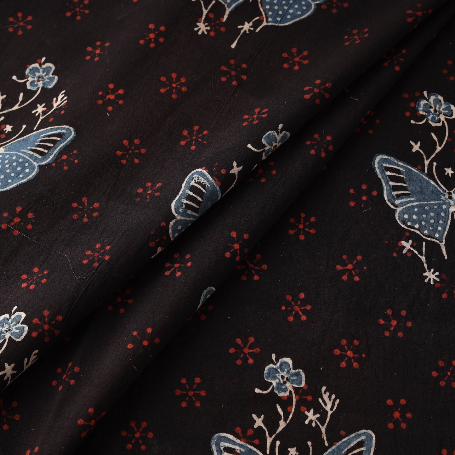 Hand block ajrakh print natural dyed cotton fabric 10