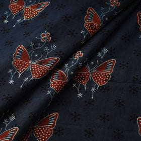 Hand block ajrakh print natural dyed cotton fabric 11