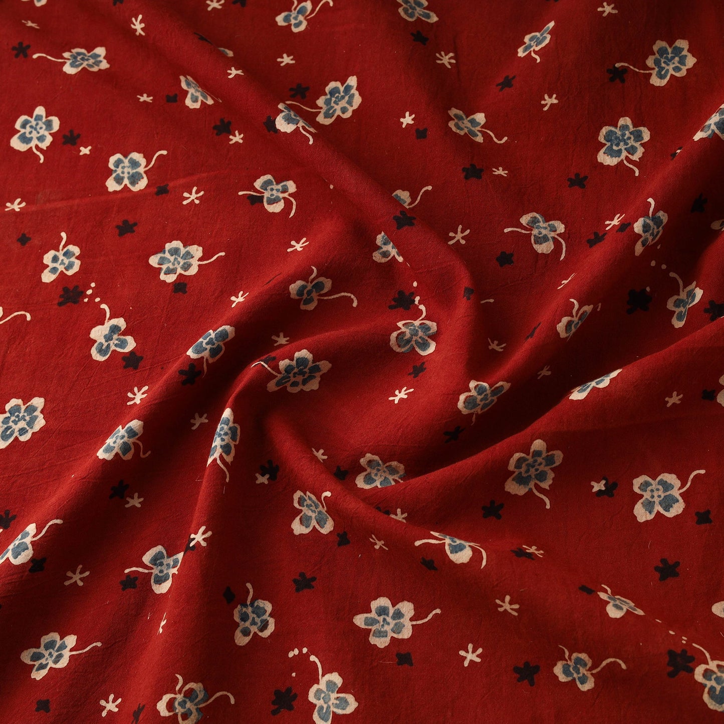 Hand block ajrakh print natural dyed cotton fabric 12