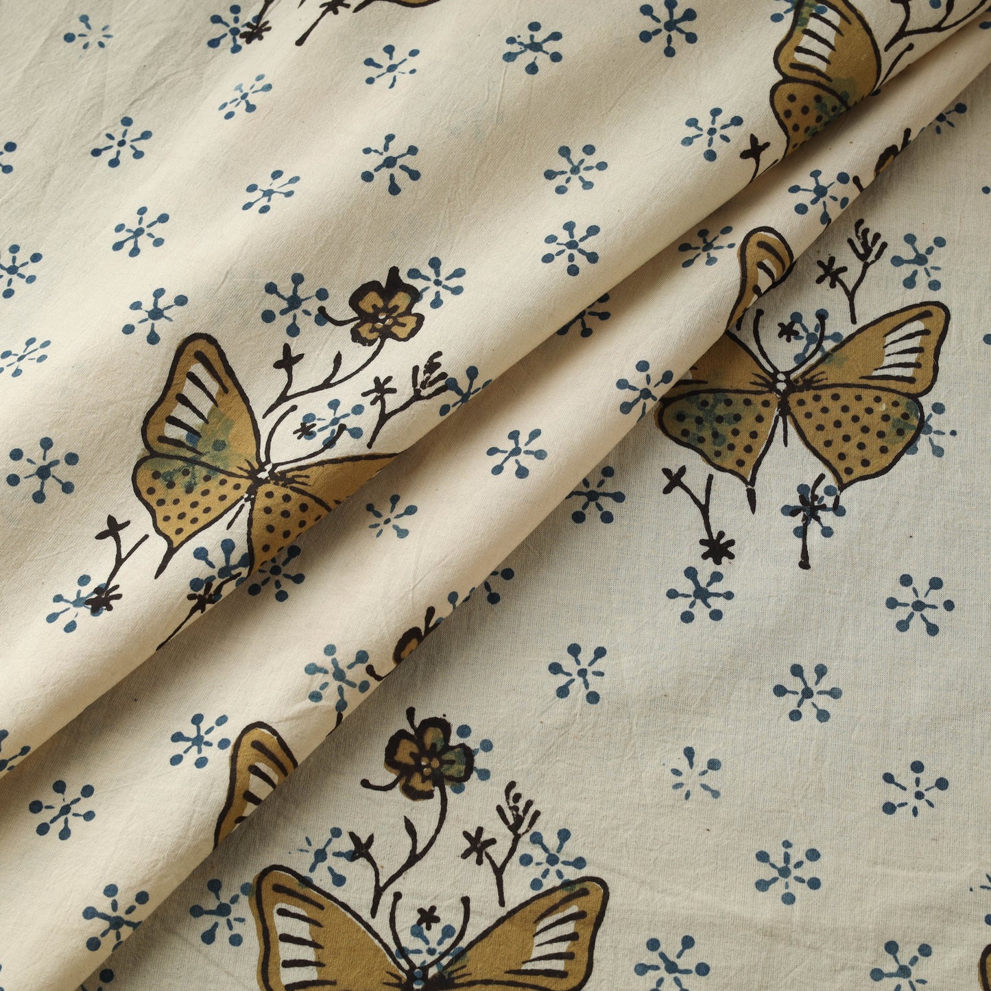 Hand block ajrakh print natural dyed cotton fabric 16