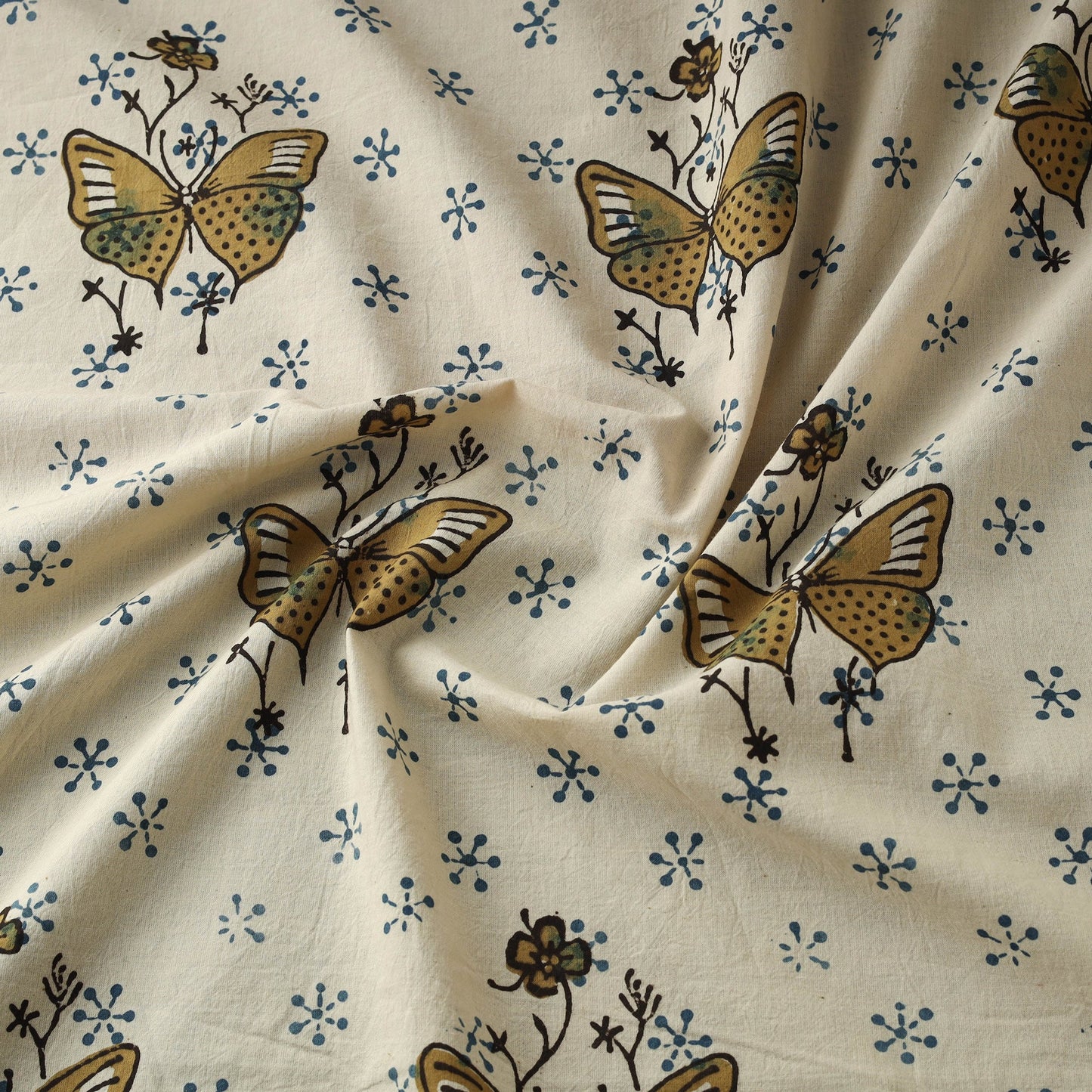 Hand block ajrakh print natural dyed cotton fabric 16