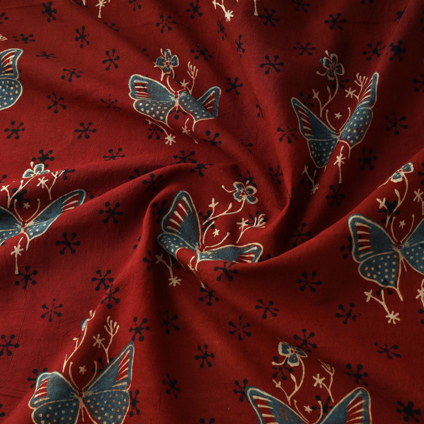 Hand block ajrakh print natural dyed cotton fabric 18