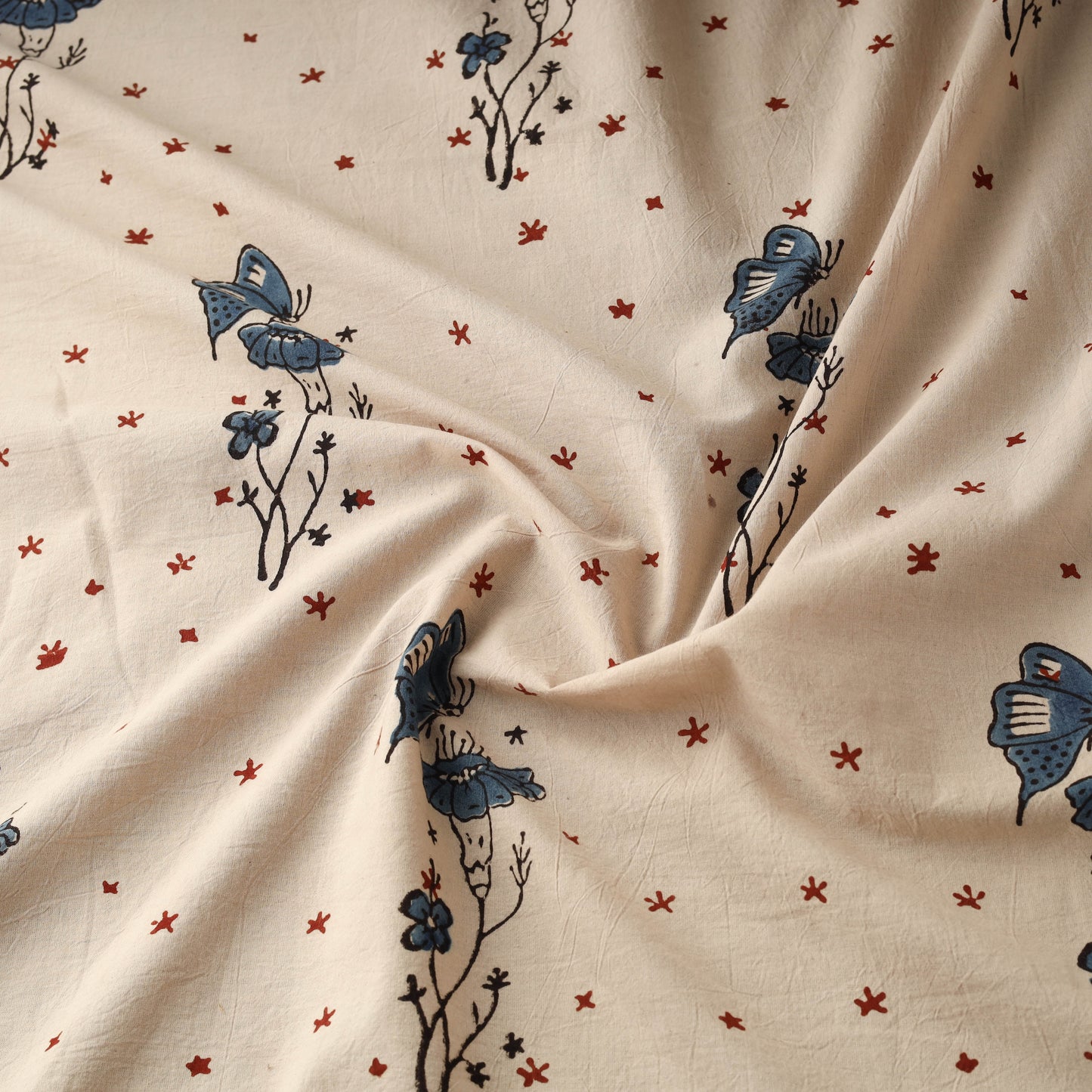 Hand block ajrakh print natural dyed cotton fabric 23