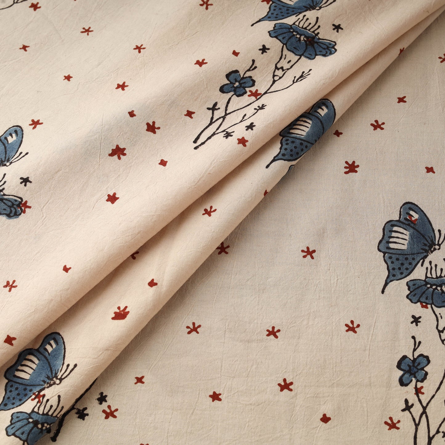 Hand block ajrakh print natural dyed cotton fabric 23