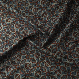 Hand block ajrakh print natural dyed cotton fabric 24