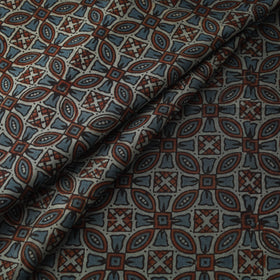 Hand block ajrakh print natural dyed cotton fabric 24