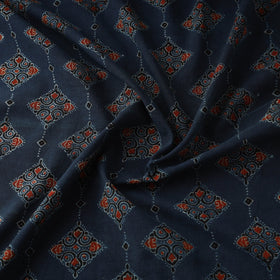 Hand block ajrakh print natural dyed cotton fabric 30
